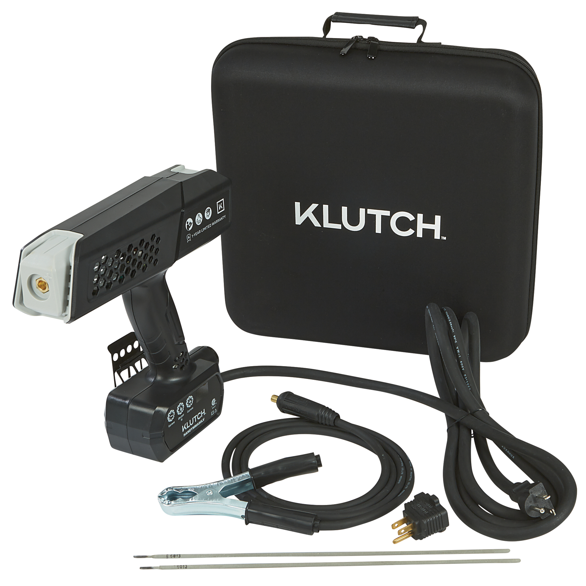 Klutch 120V Handheld Stick Welder, 80A IGBT Inverter ARC Welder, 15–80A Output, Portable, Digital Display, Hot Start, Arc Force & Anti-Stick, Steel and Stainless Steel